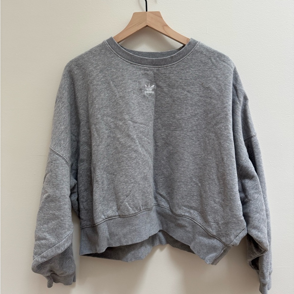 Gray Adidas Cropped Sweatshirt